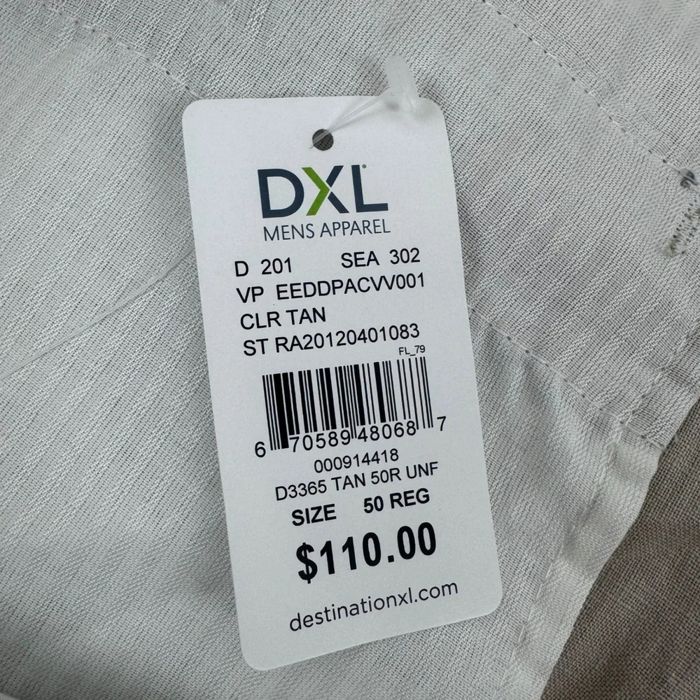Ralph Lauren Dress Pants Mens 50 Tan 100% Linen Big & Tall Flat Front New